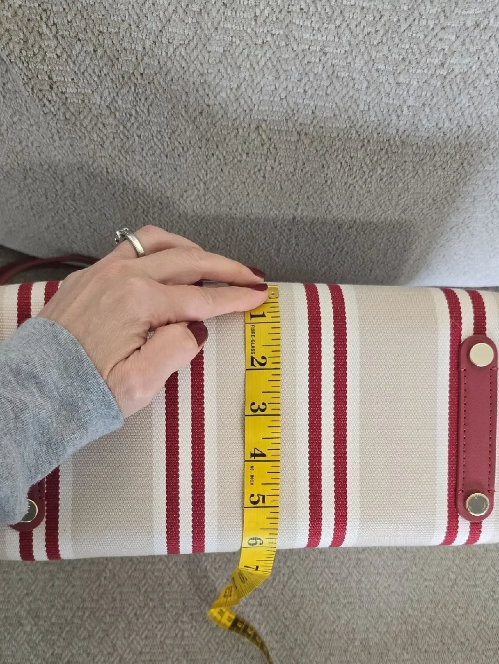 Kate Spade Market Sam Red Cream Striped Shoulder Handbag